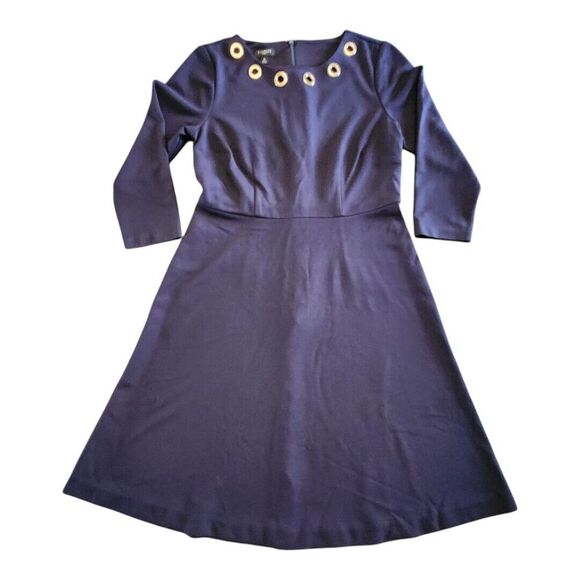 Talbots Dress Womens Size 2 Petites Blue 3/4 Sleeve Back Zip Stretch Knee Length - Picture 1 of 9